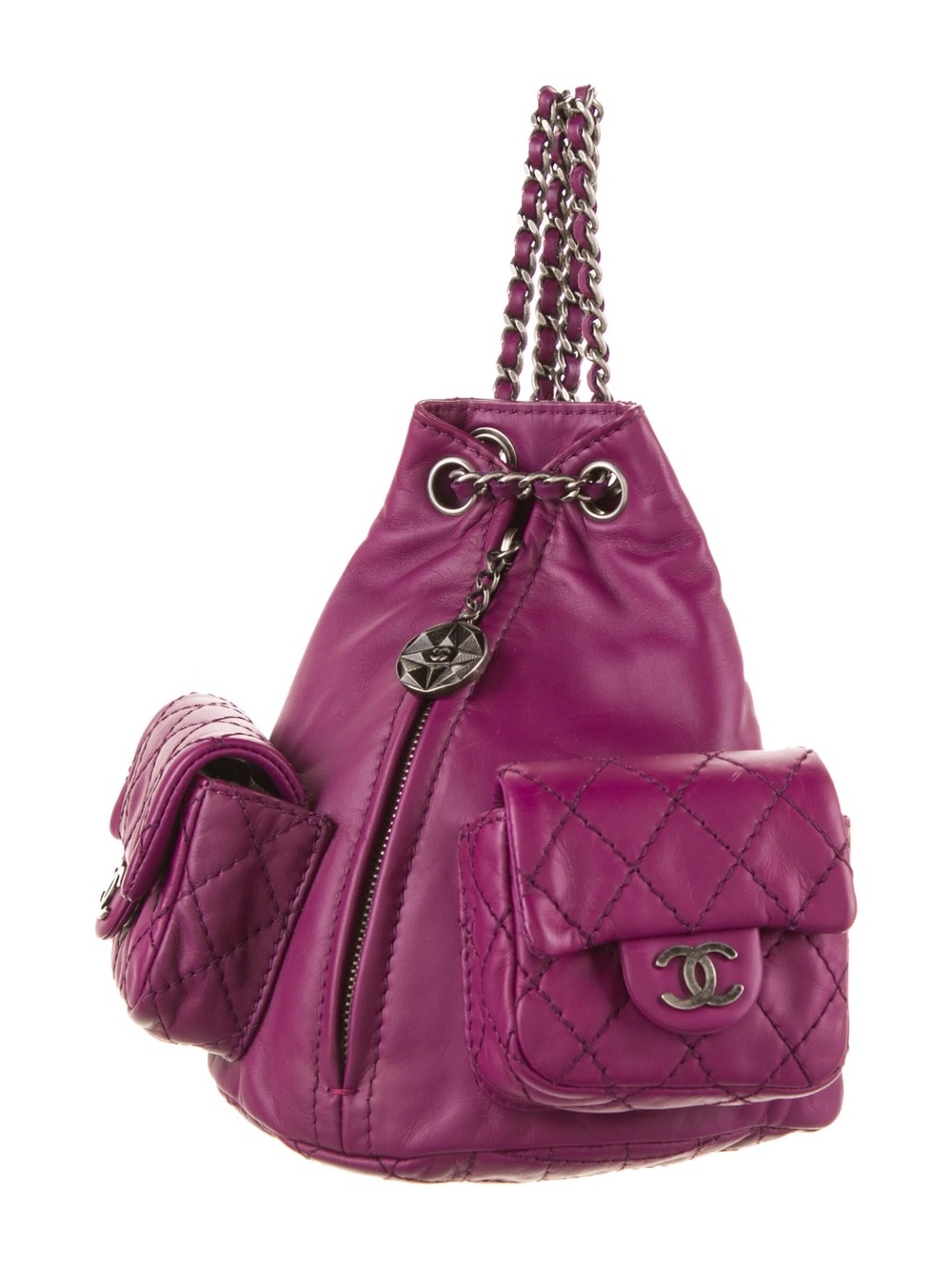 CHANEL Magenta Quilted Leather Mini Backpack.